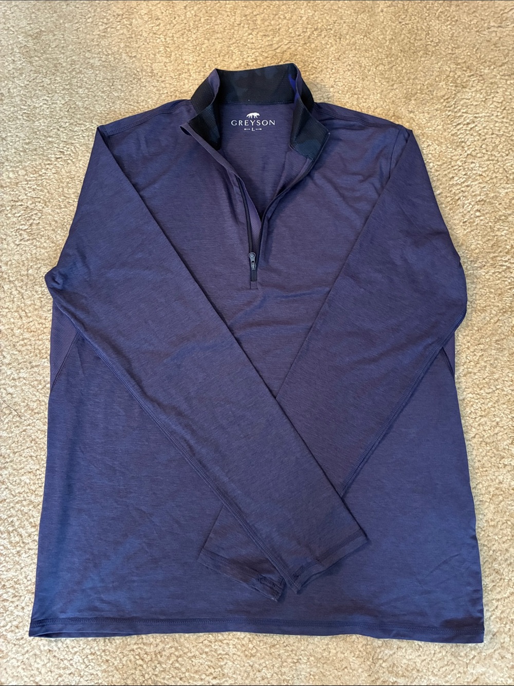Greyson Men's Navy Blue/ Purple Half-Zip Performance Shirt